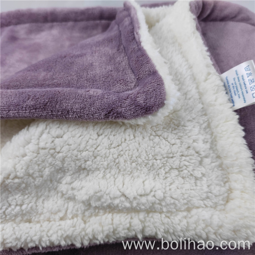 solid flannel and sherpa fleece composite fleece blanket for winter